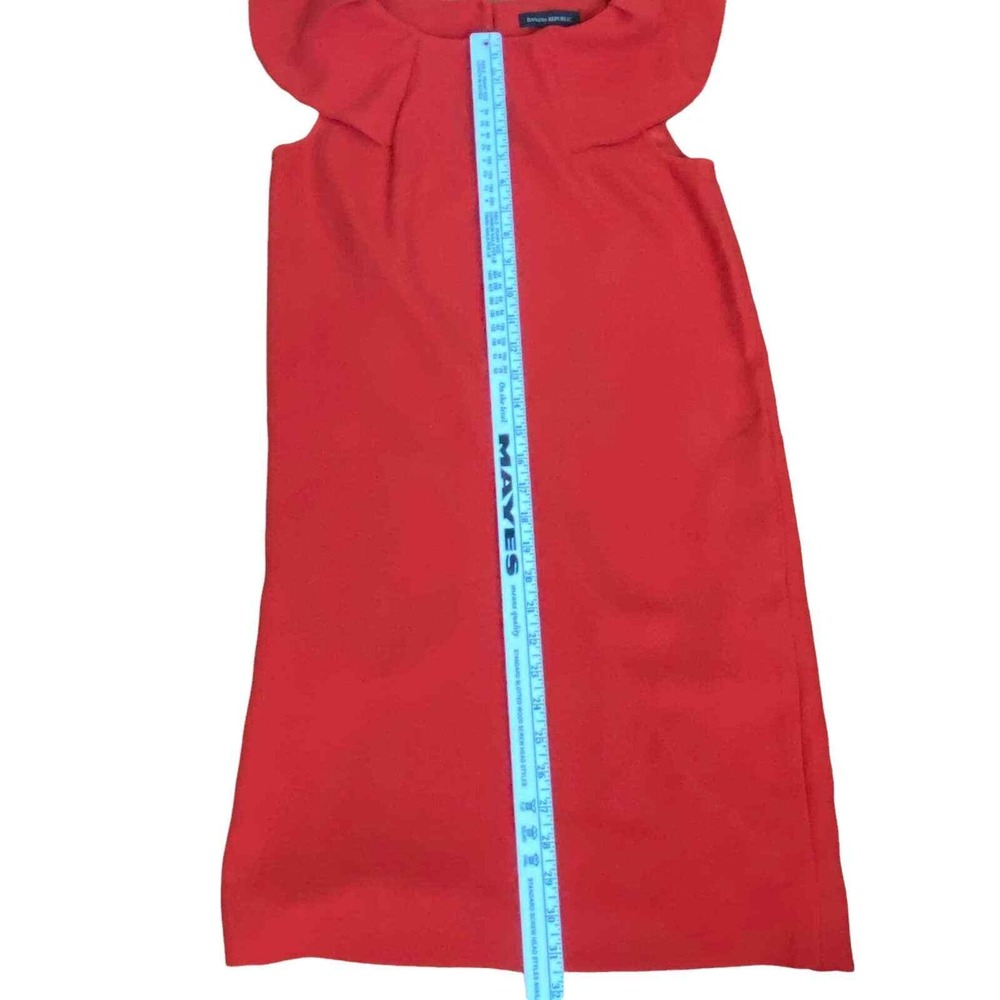 Banana Republic Shift Dress Sz 0 Ruffle Collar Sleeveless Pockets Classic Red‎ - Picture 9 of 10